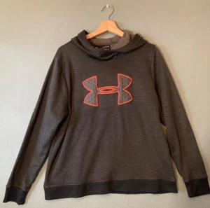 Under Armour Youth Hoodie Size XL Gray Hooded Sweatshirt Coral Logo GUC - Picture 1 of 5