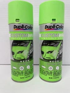 2 Pack Dupli-Color Custom Wrap Removable Coat Neon Electric Lime Paint 11oz - Picture 1 of 7