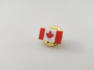 Canadian Flag Lapel Pin Maple Leaf Hat Tie Tack 13mm x 7mm Plastic - Picture 1 of 3