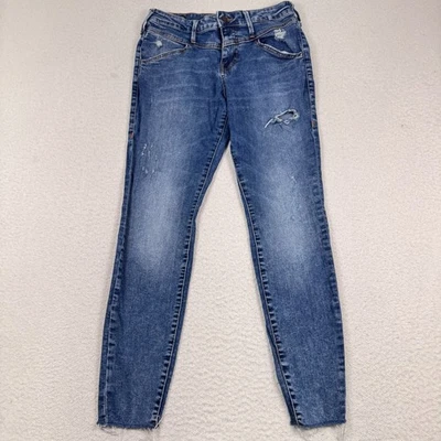 True Religion Jeans Women 30 Halle High Rise Super Skinny Distressed Denim Blue - Image 1 of 4