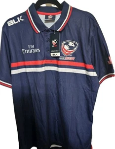 Neu mit Etikett 2014 USA Rugby Poloshirt XL BLK Fly Emirates marineblau rot weiß offizielle Lizenz - Bild 1 von 11