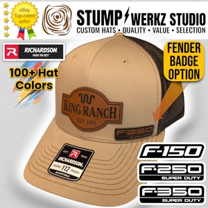 Custom Hat Trucker Cap Richardson Leather Patch King Ranch Texas F150 F250 F350 - Picture 1 of 22