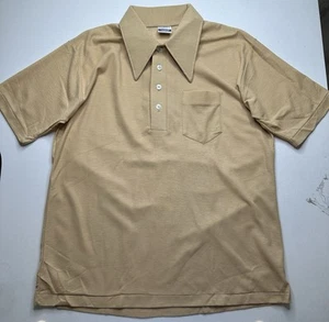 Vintage Action Knits By Campus Polo Shirt Khaki Size XL Poly Cotton Dacron USA - Picture 1 of 6