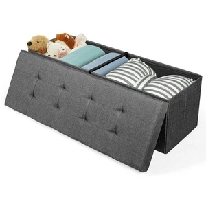 Padded Seat Footrest Shoe Bench Fabric Folding Storage Ottoman Bed End Bench - Picture 1 of 9