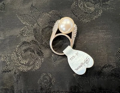 Brighton Pearl Meridian Silver Plated Ring with Crystals Retired Size 6 NWT - Image 1 of 4