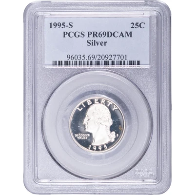 1995-S Washington Silver Quarter ~ PCGS PR69DCAM - Image 1 of 2