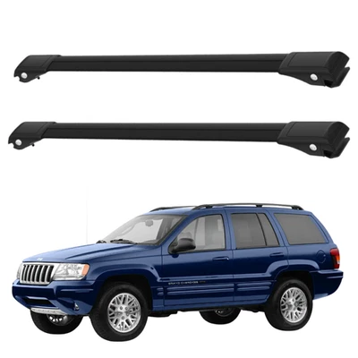 Barras transversales de techo bloqueables para Jeep Grand Cherokee WJ 1999-2005 negras 2 piezas Foto 1 de 4