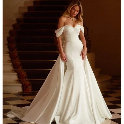 Elegantes Vestidos de Novia Tren Desmontables en Forma de Corazón Corsé Top Vestidos de Sirena  Foto 1 de 4