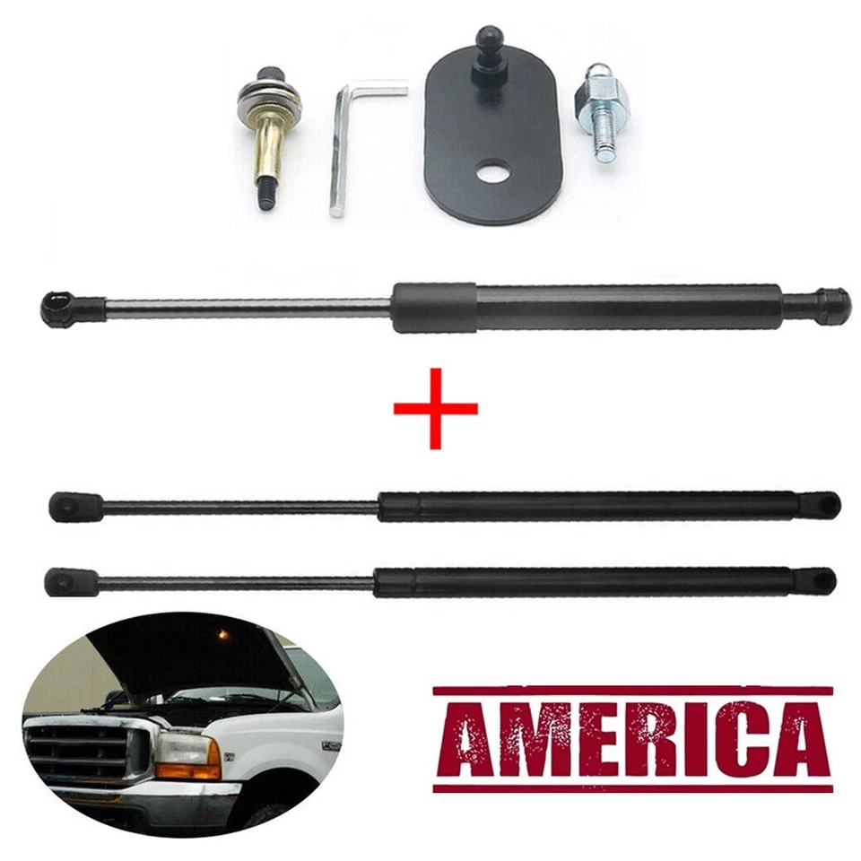 3PCS Front Hoods+Rear Tailgate Gas Struts For Ford F-250/350 Super Duty 99-07 - Изображение 1 из 4