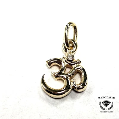 14kt Yellow Gold & Diamond Ohm Charm – Bezel Set – 0.8g Elegant and meaningful - Image 1 of 3