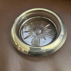 Vtg Sterling Silver Glass Coaster Frank M Whiting & Co 04 Pat. Pending - Picture 1 of 4