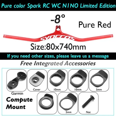 MTB Bicycle Integrated Handlebar -8/-17/-25 Degree with Computer Mount Spacers - Image 1 of 4