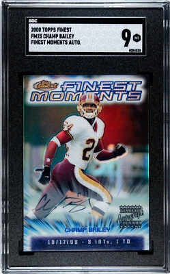 2000 Topps Finest CHAMP BAILEY -  MOMENTS SIGNATURE REFRACTOR - SGC9/POP 2 - Image 1 of 2
