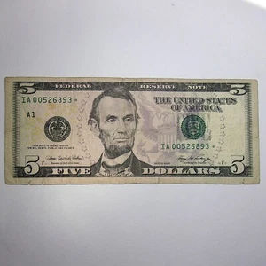 $5.00. Star Note Very Rare IA- Banknote with lowest back plate number of ONE!!! - Picture 1 of 3