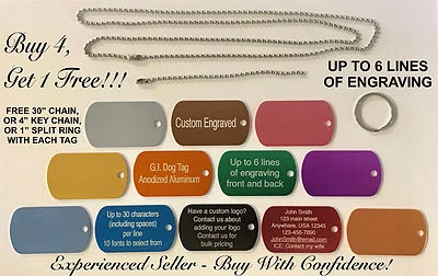 DOG TAG CUSTOM ENGRAVED LUGGAGE NECKLACE GIFT SCHOOL PENDANT MILITARY GI TAG - Image 1 of 3