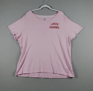 J. Crew Liberte Chamonix France Pink Short Sleeve Graphic Tee Size XXL - Picture 1 of 9