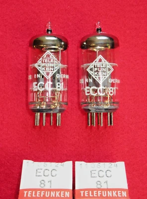 Matched pair ECC81 TELEFUNKE RAUTE NOS NEU Röhre Tube NEW DIAMOND Valve B1106124 - Bild 1 von 3