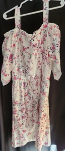 Jenna & Jessie Girls Pink Floral Romper Dress off-shoulder wide strap size 10 - Picture 1 of 6