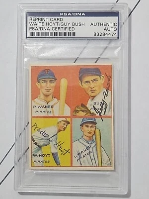 Guy Bush Waite Hoyt Lloyd Waner Signed Goudey Reprint Card PSA Auto - Image 1 of 3