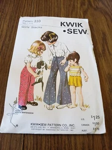 Kwik Sew Sewing Pattern 310 Girls 2 4 6 Slacks Pants Shorts - Picture 1 of 5