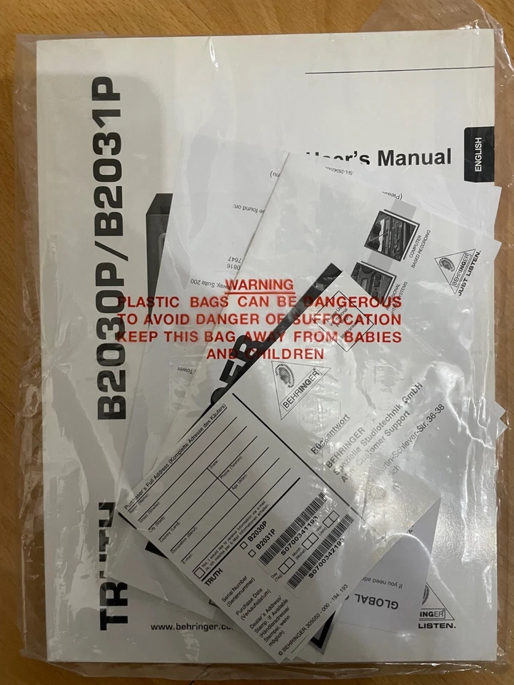 Behringer Truth B2030P / B20312p Studio Monitors Manual - Image 1 of 1