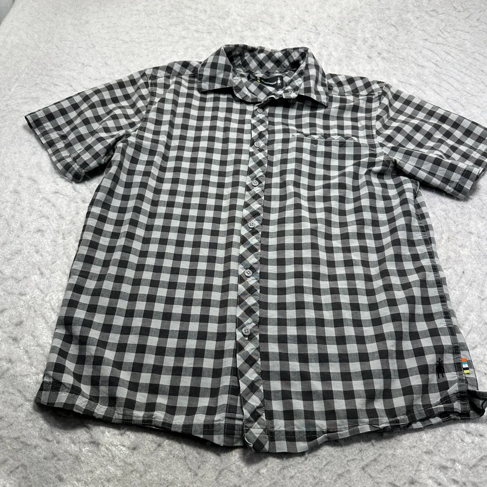 Smartwool Everyday Exploration Button Shirt Black White Plaid Mens Size Medium M - Image 1 of 4
