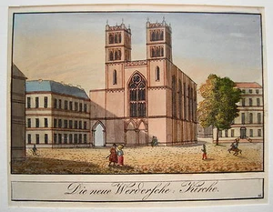 Berlin Die neue Werdersche Kirche kolorierter echter alter Stahlstich 1844 - Picture 1 of 1