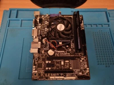 Gigabyte FM2 GA-F2A55M-DS2 + AMD A4-5300 + CPU Cooler + Corsair XMS3 4GB DDR3 - Image 1 of 4