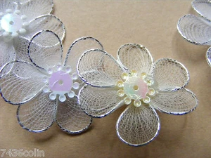 Craftime White Mesh Flowers, Colour Connections 9 packs each 10 Pieces AC0110W - Picture 1 of 5