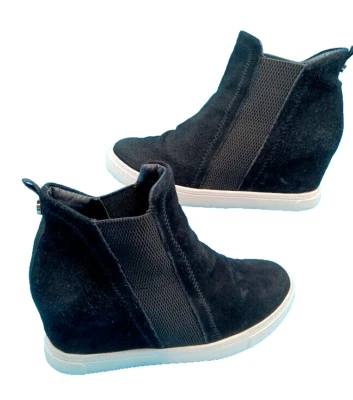 Steve Madden Mujer Talla 9.5 M Negro Gamuza Oculta Cuña Parte Superior Alta Tenis Zapatos Foto 1 de 4