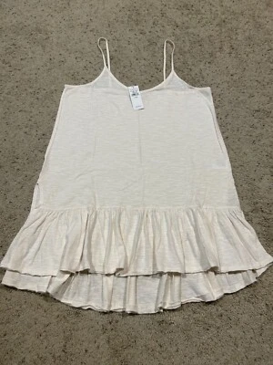 Camiseta sin mangas AMERICAN EAGLE talla M suelta y fluida con volantes aberturas beige *NUEVA Z23 Foto 1 de 4