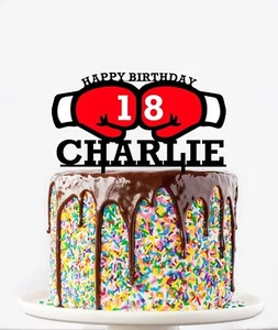 Guantes de Boxeo Personalizables Decoración de Pasteles - Cualquier Nombre y Edad - CUALQUIER COLOR Plástico - Imagen 1 de 4