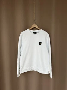 Belstaff Men's Patch Crew Sweater Size XL/L White Sweatshirt England Cotton - Picture 1 of 14