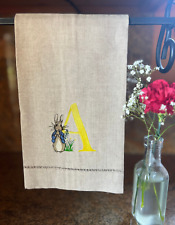 Monogrammed Peter Rabbit Machine Embroidered on Hemstitched Hand / Guest Towel