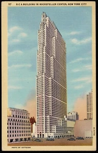 R C A Building In Rockefeller Center New York City Linen Postcard - Picture 1 of 2