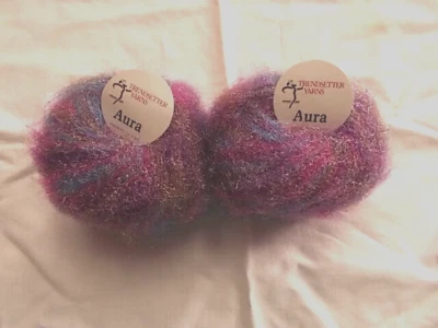 LOT OF 2 TRENDSETTER "AURA" VARIEGATED PURPLE/BLUE/PINK 100% NYLON YARN 1 3/4 OZ - Image 1 of 2