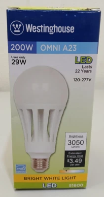 WESTINGHOUSE LED 29W OMNI A23 BRIGHT WHITE 3000K 51600 - Image 1 of 4