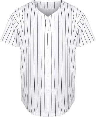 Blank Plain Hip Hop Hipster Baseball Jersey Button Down Shirts Sports... - Image 1 of 4