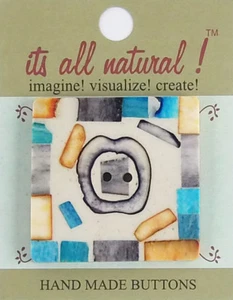 Botones de hueso natural hechos a mano - multicolor 50x50 mm diseño técnico millefiory - Imagen 1 de 4