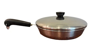 Revere Ware Skillet Frying Pan Copper Clad Bottom Lid 9” Vintage Retro - Picture 1 of 9