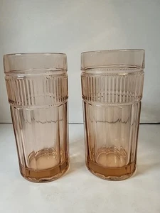 Vintage ANCHOR HOCKING USA Rosenwasser Rosa Glas Becher Eistee Wasser 2er Set - Bild 1 von 4