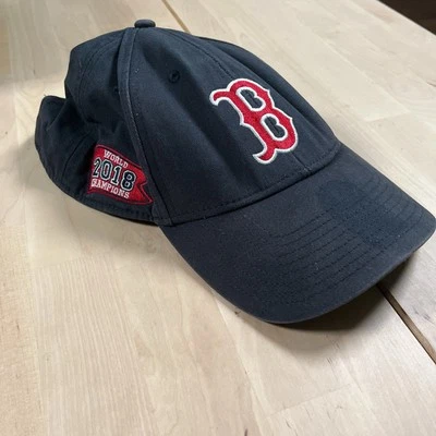 Boston Red Sox 2018 World Series Adjustable Hat Jet Blue MLB Sticker Shadow - Image 1 of 4