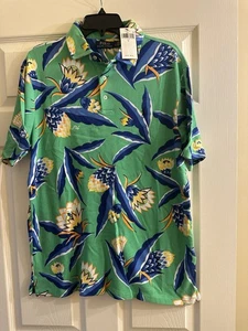 Polo Ralph Lauren Floral Spa Terry Green Short Sleeve Polo Shirt Large $138 - Picture 1 of 4