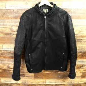 G Star Leather Jacket Size XL Mens Black Bike motorcycle Full Zip - Picture 1 of 12