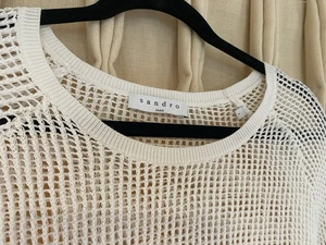 Sandro Paris White Open Knit Jumper Top Size 1 - Picture 1 of 4