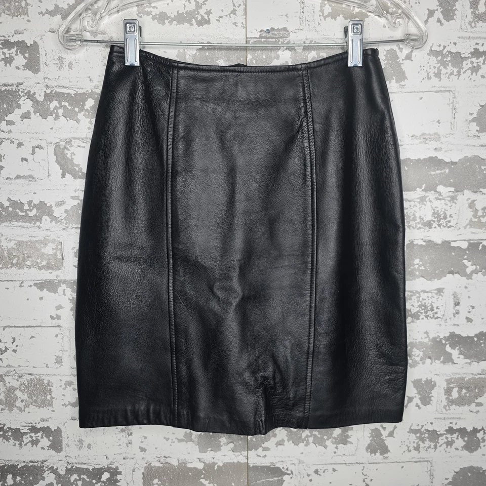 Falda Petite Sophisticate para mujer talla 0 negra 100 % cuero genuino forrada ventilada Foto 1 de 4