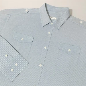 VINTAGE J. Peterman Dress Shirt Mens XL Button Pu B Blue Striped Seinfeld - Picture 1 of 7