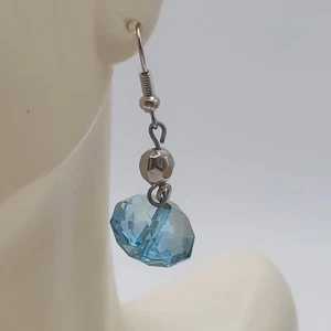 Avon Blue Clear Faceted Dangle Earrings 1 3/4" - Picture 1 of 3