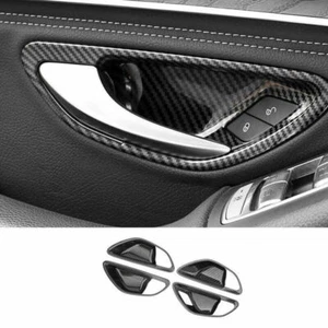 ABS Carbon Fiber Interior Door Bowl Cover Trim 4PCS For Benz C-Class 2015-2021 - Picture 1 of 6