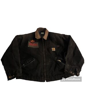 Vintage Rochester Red Wings Carhartt Detroit Jacket Blanket Lined Black  Sz Lg